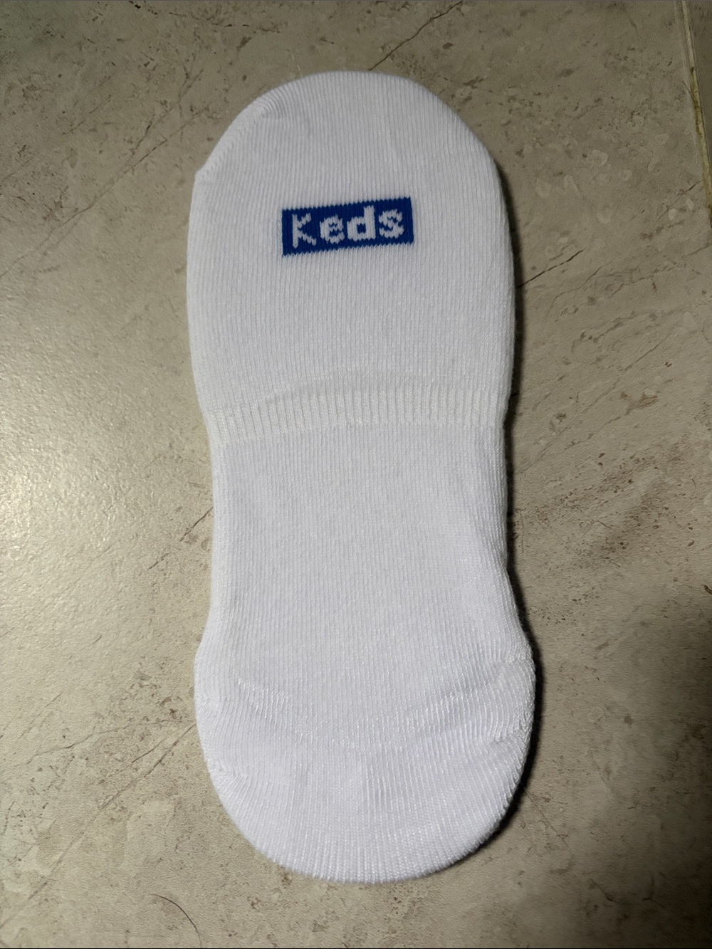 Keds White No-Show Sock with Blue Logo
